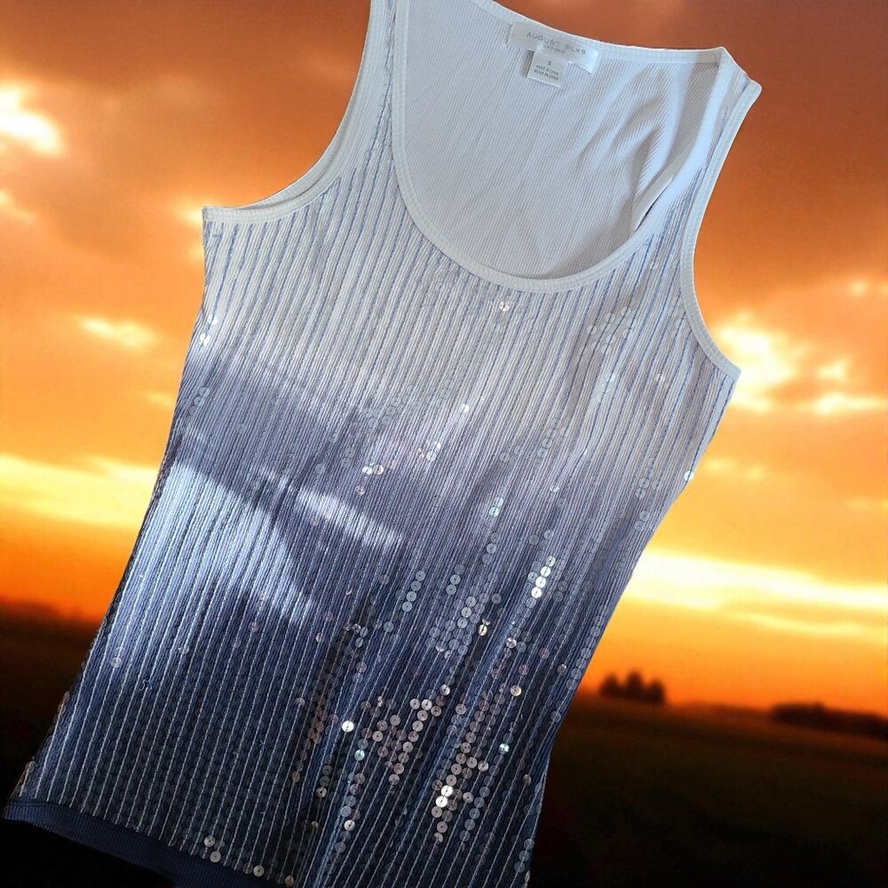 AUGUST SILK OMBRE SEQUIN TANK